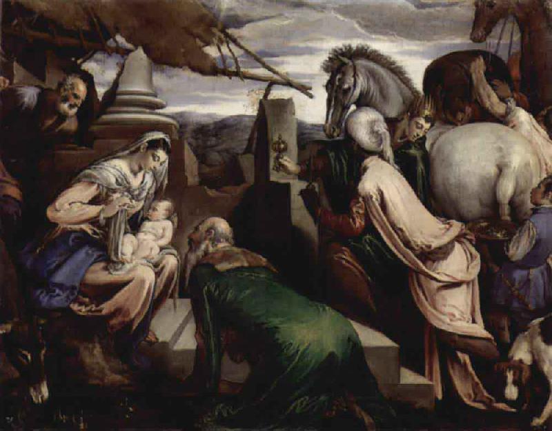 Jacopo Bassano Anbetung der Heiligen Drei Konige oil painting image